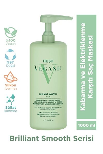 HUSH Veganic Brilliant Smooth Smoothing Mask for Frizzy Hair 1000 ml