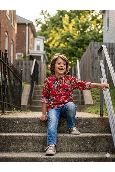 Hilal Akıncı Kids Erkek Çocuk Hawai Model Uzun Kollu Gömlek