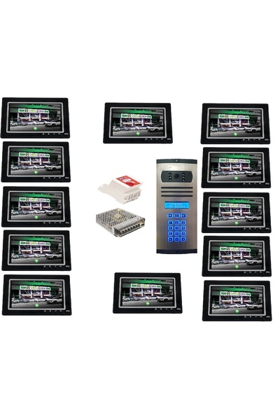 ÇağatayElektrik 18 DAİRE NTS 2015-S 7'' GÖRÜNTÜLÜ DİAFON SİYAH-8003 TUŞ TAKIMLI ŞİFRELİ ZİL PANELLİ SET