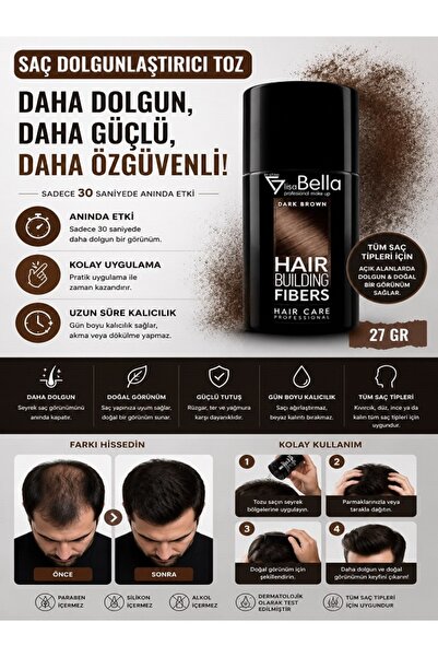 BY UTAH LİSA BELLA Lisa Bella Hair Bulding Fiber- Dolgunlaştırıcı Saç Topiği ...