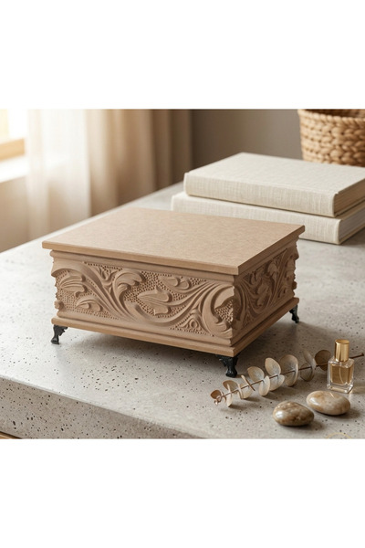 SEKAY AHŞAP Raw Wood - Patterned - Jewelry - Makeup - Accessory - Multi-Purpo...