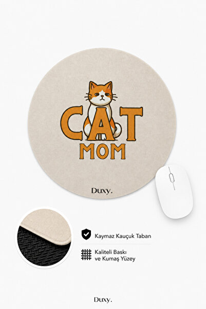 Duxy Mouse Pad din cauciuc Spirited Cat, 19 cm, bază anti-alunecare, mousepad...