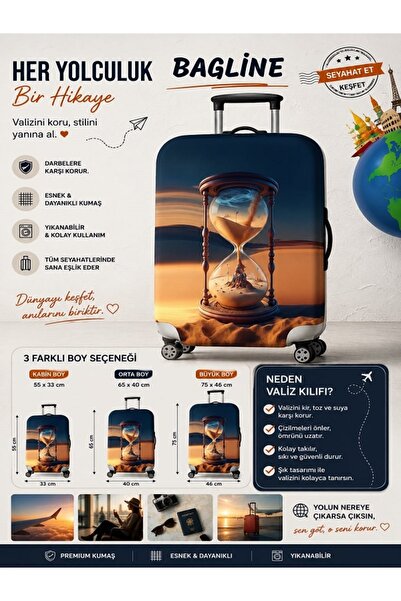 Bag line Likralı Esnek Kumaş Kum Saati Dayanıklı Valiz ve Bavul Kılıfı
