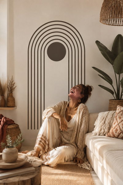 Kt Grup Boho Renk Blokları Salon Ve Oturum Odası Modern Duvar Sticker