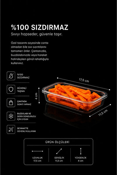 Ezupack 500ml Eko Sızdırmaz Kapaklı Mikrodalga Difriz Derin Dondurucu Buzluk Düzenleyici Saklama Kabı