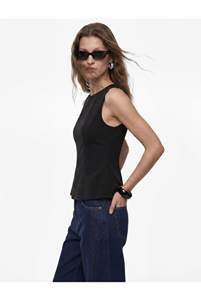 Koton Slim Fit Sleeveless Crew Neck Peplum Blouse