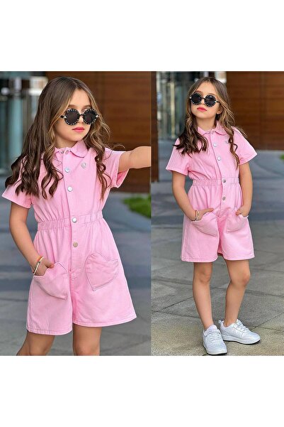 Petit Kids Club KIZ ÇOCUK BEBE YAKA TAŞLI KOT TULUM 3-10 YAŞ
