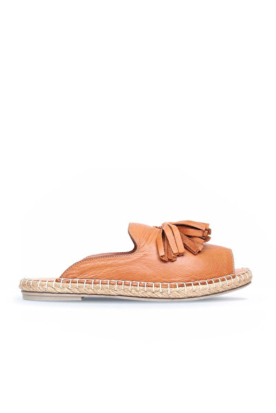 BUENO Pantofi din piele maronie, papuci espadrille pentru femei 01wj0311