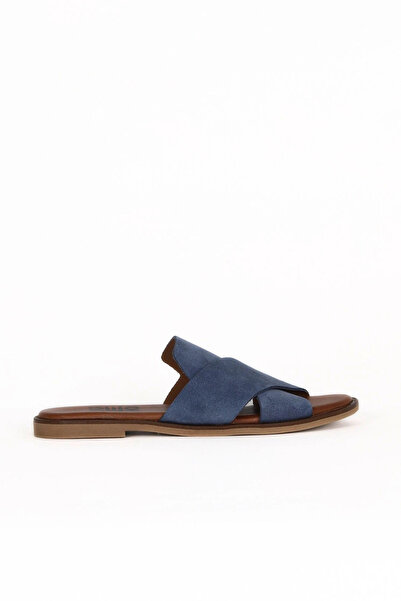 Bueno Shoes شبشب مسطح نسائي من جلد الغزال باللون الأزرق الداكن 01wa5710