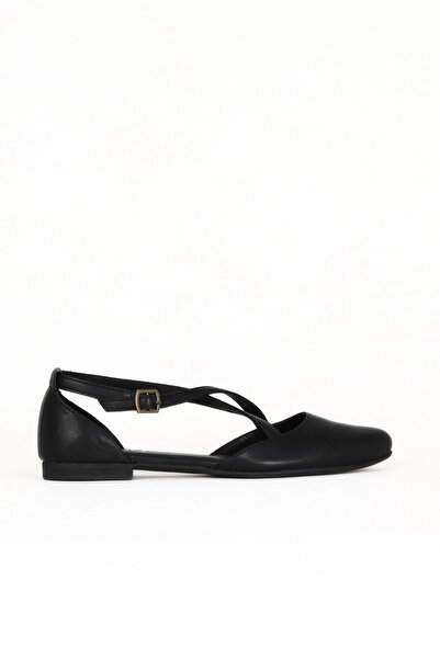 Bueno Shoes Balerini plati de damă din piele neagră 01we2901