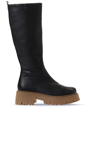 Bueno Shoes حذاء نسائي مسطح من الجلد الأسود 01wv3109