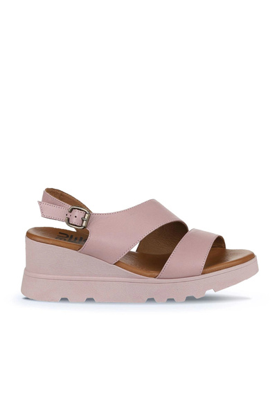 Bueno Shoes Sandale cu toc cu pană pentru femei, din piele Dusty Rose 01wy8602