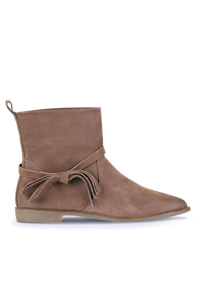 Bueno Shoes Καφέ γυναικείες φλατ μπότες Nubuck 01wd3714