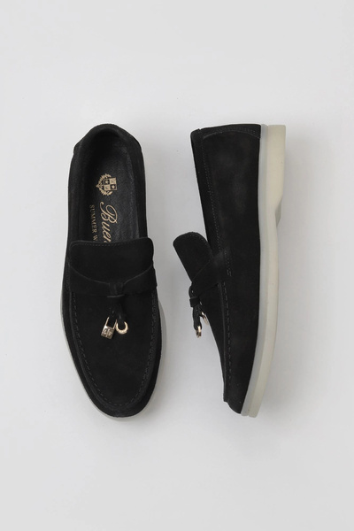 Bueno Shoes Pantofi casual de damă din piele intoarsa neagra 05ws101