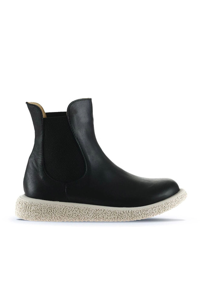 Bueno Shoes Cizme plate de damă din piele neagră 01wu8905