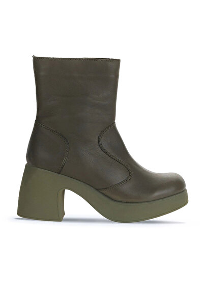 Bueno Shoes Khaki Leather Women's Heeled Boots 01Wz7000