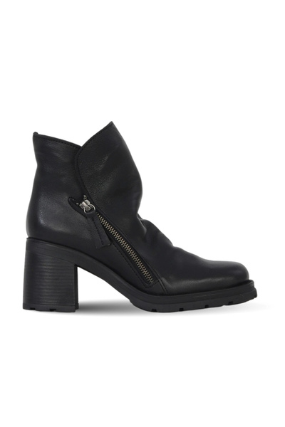 Bueno Shoes Black Leather Women's Heeled Boots 01Wf3602