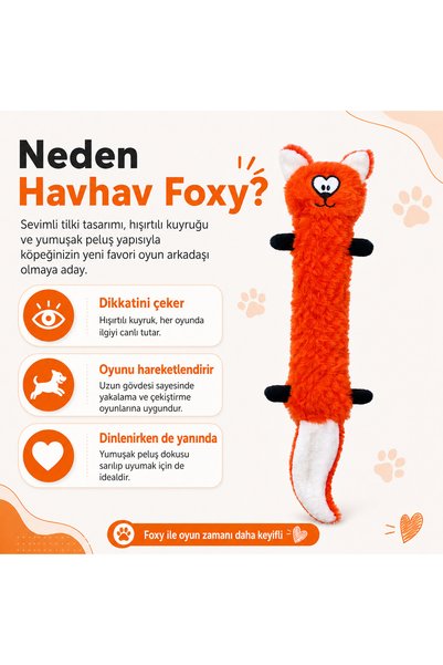 Havhav Foxy Hışırtılı Peluş Köpek Oyuncağı - Tilki Figürlü Köpek Oyuncağı