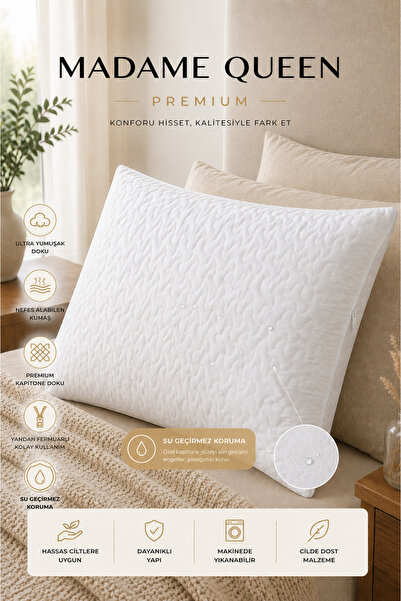 MADAME QUEEN Premium 2 Pieces 50X70 Waterproof Pillow Covers - Zippered Quilt...