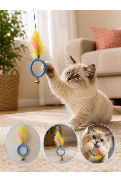 PatiNova Furry Cat Toy with Bell Black