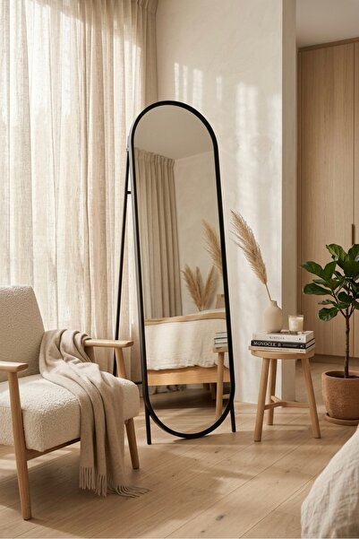 Marsah Home Floor Mirror with Stand Helis 180x50 Cm Black