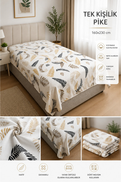 Mulberry Single Pique Bedspread 100% Cotton 170X230