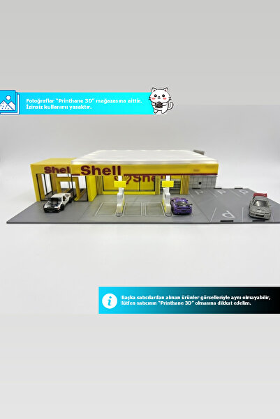Printhane 3D 1/64 Ölçek Shell Benzin İstasyonu Diorama