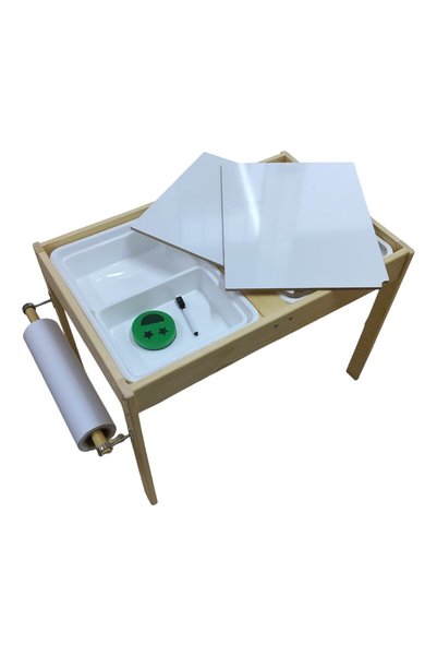 Masal Oyuncak Wooden Duyu Table Summer Sil Surface with 1 Chair and 6 Boxes