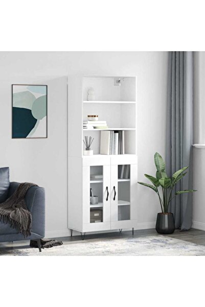 Concept Dulap înalt, alb, 69,5x34x180 cm, lemn compozit