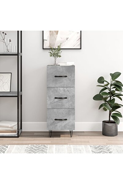 Concept Servantă, gri beton, 34,5x34x90 cm, lemn compozit