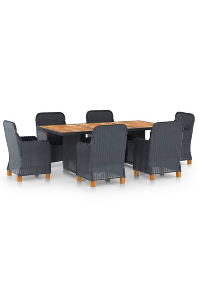 Concept Set mobilier exterior cu perne, 7 piese, gri închis, poliratan