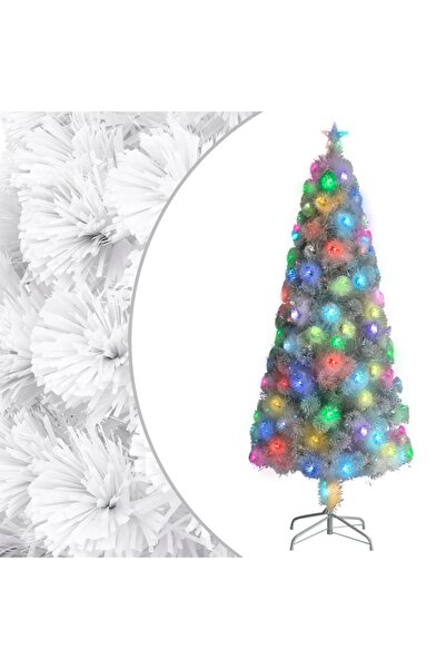 Concept Brad Crăciun artificial cu LED, alb, 210 cm, fibră optică