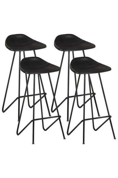 Concept Scaune de bar, 4 buc., negru, piele naturală