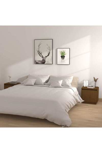 Concept Noptiere, 2 buc, maro miere, 40x30x40 cm, lemn masiv de pin