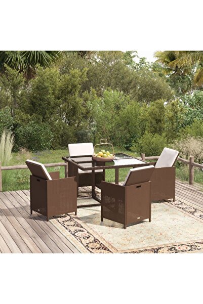 Concept Set mobilier de grădină cu perne, 5 piese, maro, poliratan