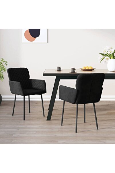 Concept Scaune de bucătărie, 2 buc., negru, catifea