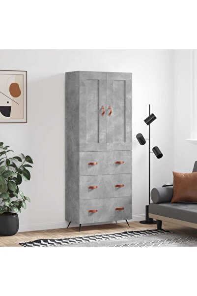 Concept Dulap înalt, gri beton, 69,5x34x180, lemn compozit