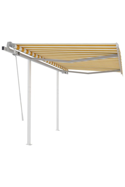 Concept Copertină retractabilă manual cu stâlpi, galben/alb, 3x2,5 m