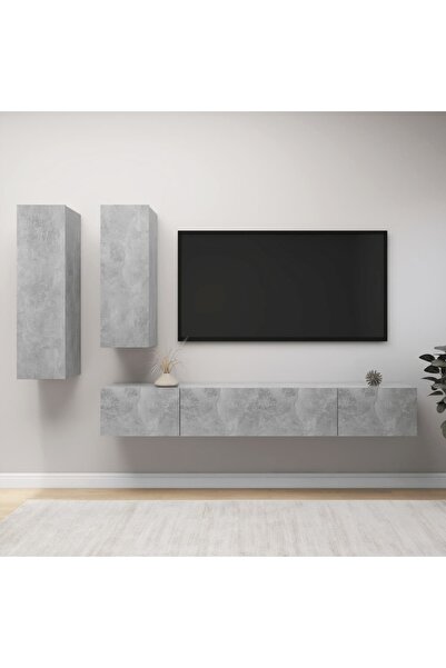 Concept Set dulapuri TV, 4 piese, gri beton, PAL