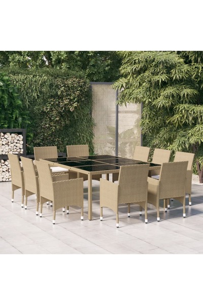 Concept Set mobilier de grădină, 11 piese, bej, poliratan