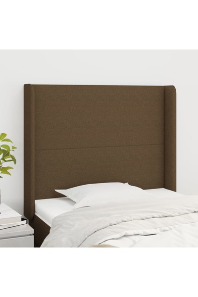 Concept Tăblie de pat cu aripioare maro închis 103x16x118/128 cm textil