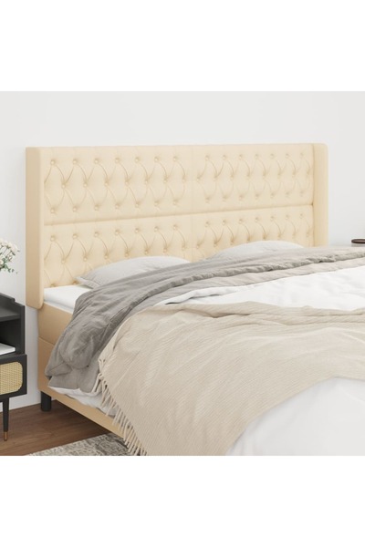 Concept Tăblie de pat cu aripioare, crem, 183x16x118/128 cm, textil