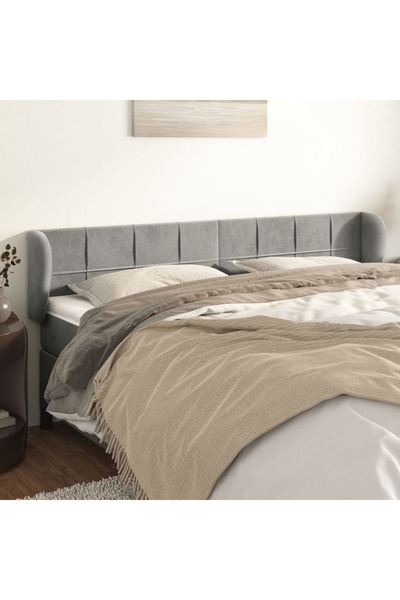 Concept Tăblie de pat cu aripioare gri deschis 183x23x78/88 cm catifea