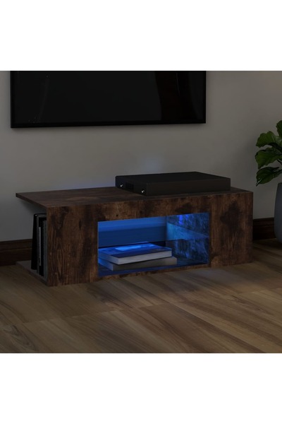 Concept Comodă TV cu lumini LED, stejar fumuriu, 90x39x30 cm