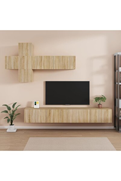 Concept Set dulapuri TV, 7 piese, stejar sonoma, lemn prelucrat