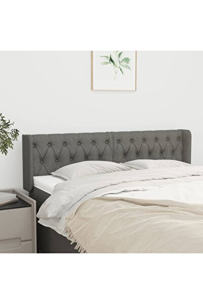 Concept Tăblie de pat cu aripioare gri închis 163x16x78/88 cm textil