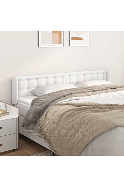 Concept Tăblie de pat cu aripioare alb 183x16x78/88 cm piele ecologică
