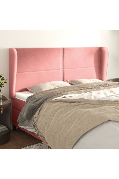 Concept Tăblie de pat cu aripioare, roz, 163x23x118/128 cm, catifea