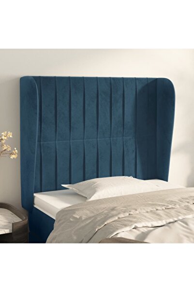 Concept Tăblie pat cu urechi albastru închis 103x23x118/128cm catifea