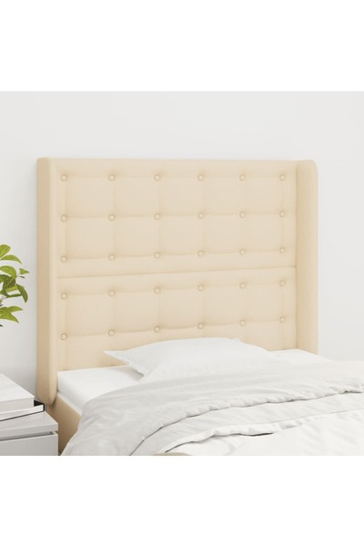 Concept Tăblie de pat cu aripioare, crem, 83x16x118/128 cm, textil